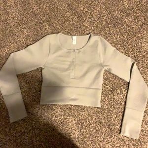 Button up x-small tight green blue crop-top